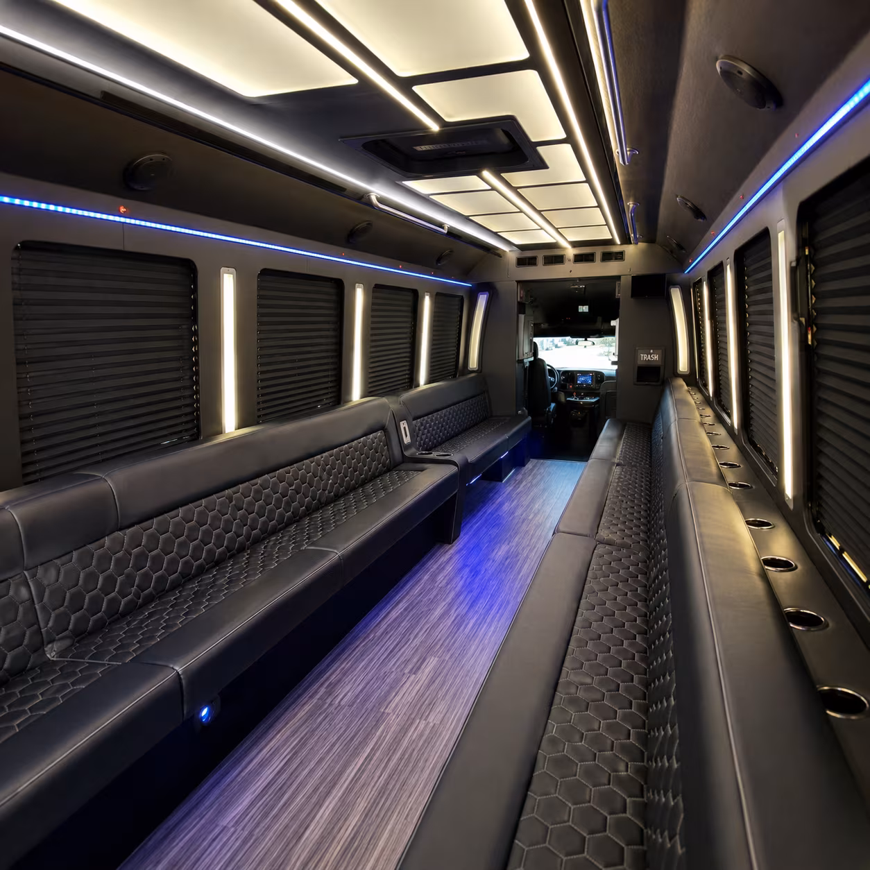 Group beside a Mercedes Sprinter limo in Albuquerque