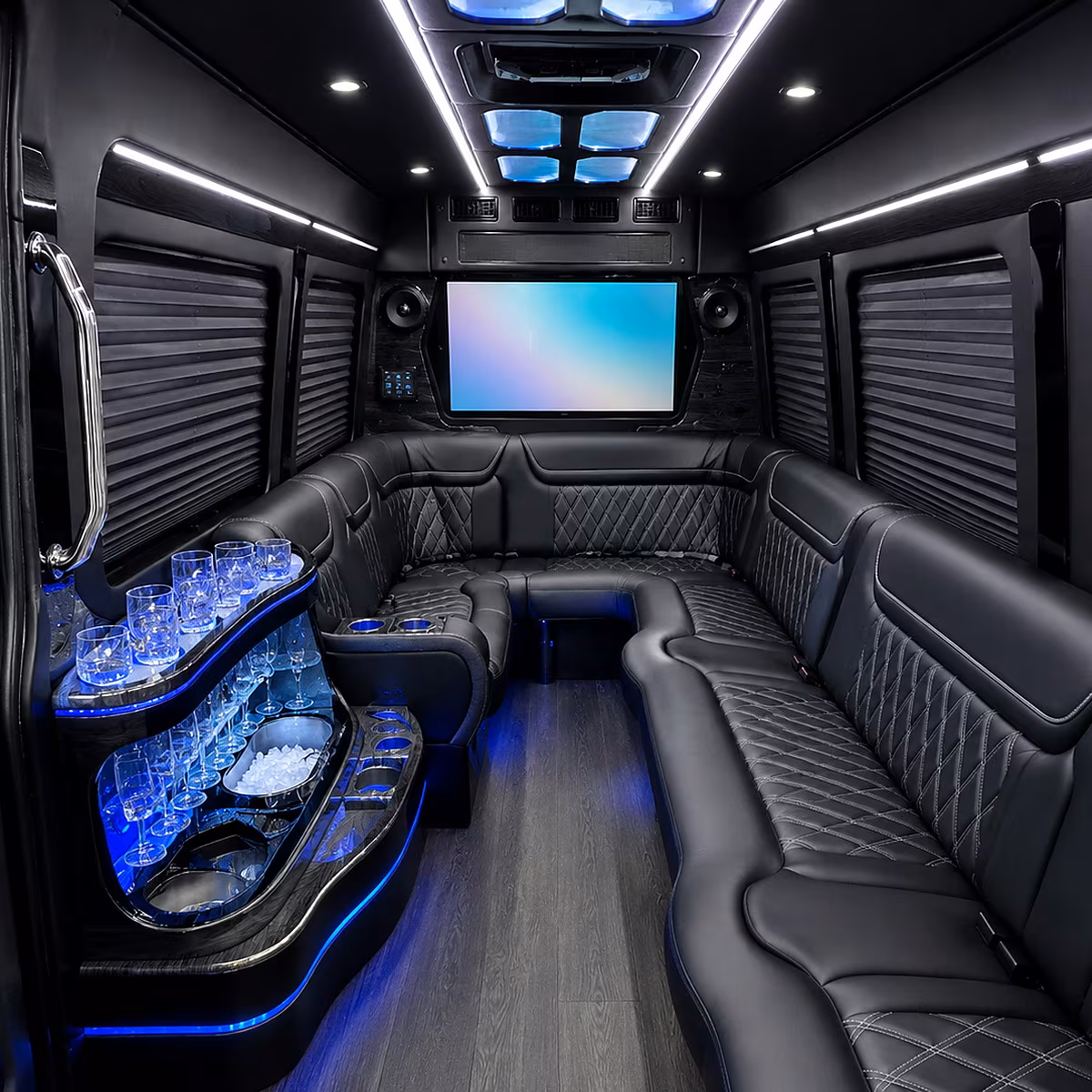 Albuquerque Wedding Transportation party bus interior