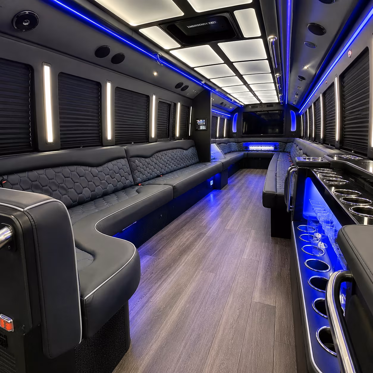 Albuquerque Wedding Transportation party bus interior